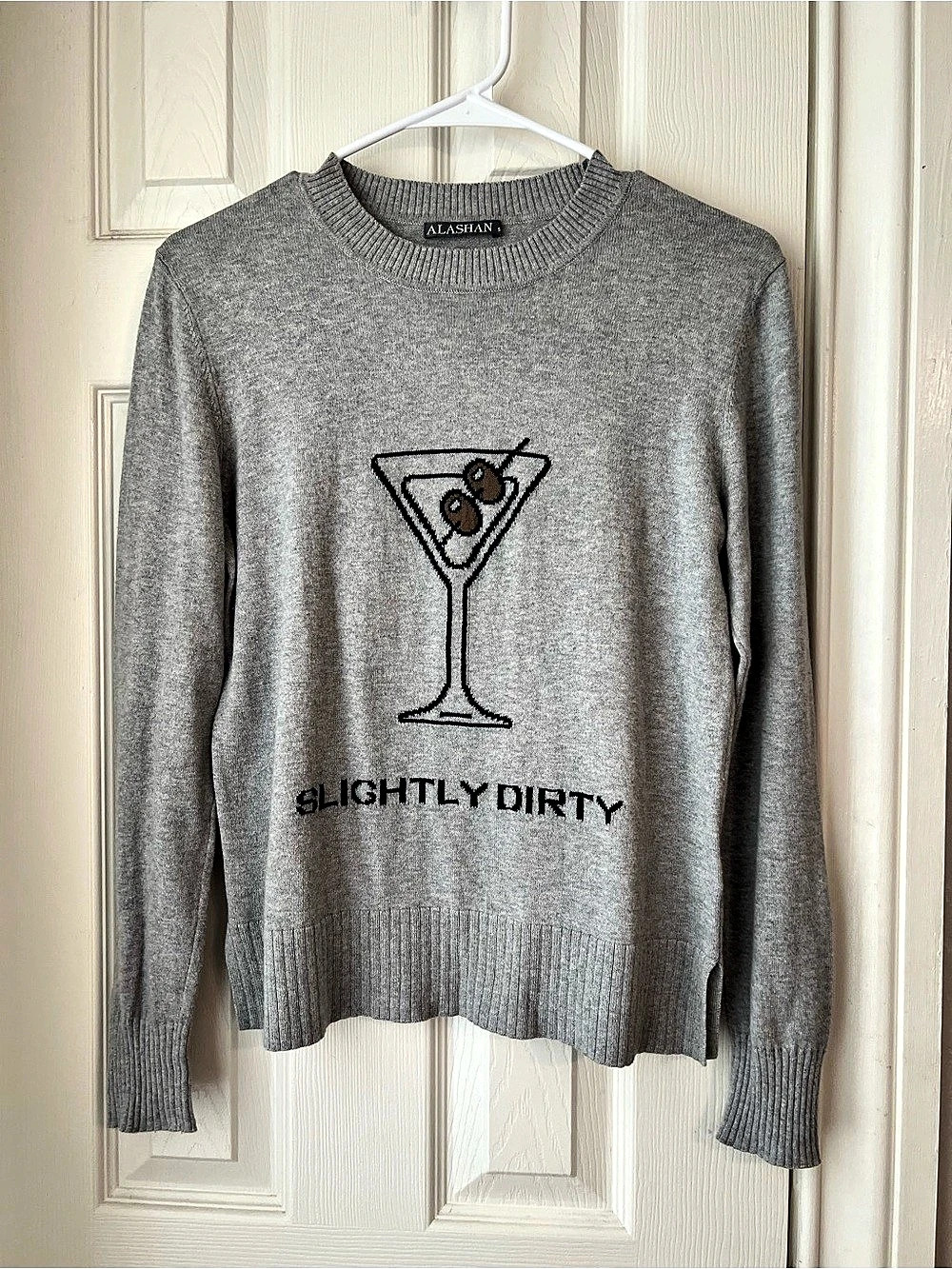 ALASHAN Slightly Dirty Martini Crewneck Sweater Martini Crewneck Gray Sweater